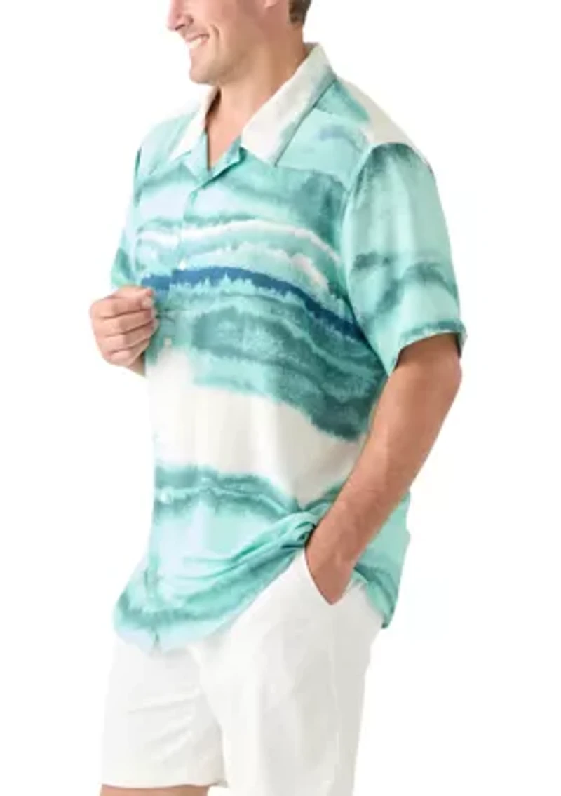 Big & Tall Short Sleeve Wave Print Shirt