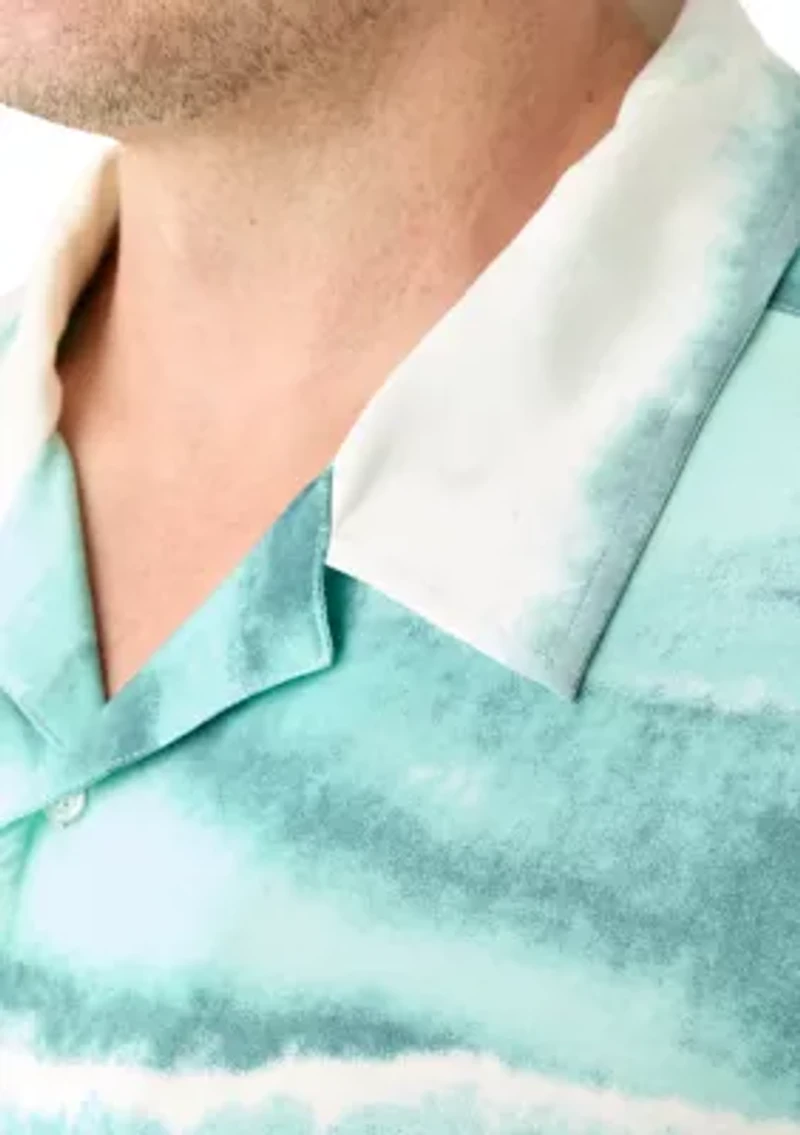 Big & Tall Short Sleeve Wave Print Shirt