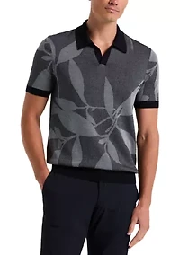 Men's Short Sleeve Leaf Knit Polo Shirt
