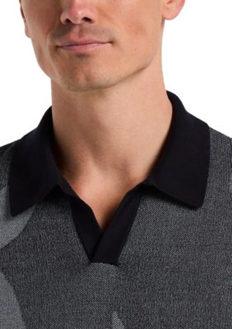 Men's Short Sleeve Leaf Knit Polo Shirt