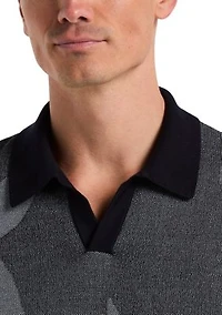 Men's Short Sleeve Leaf Knit Polo Shirt