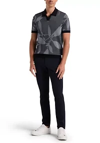 Men's Short Sleeve Leaf Knit Polo Shirt