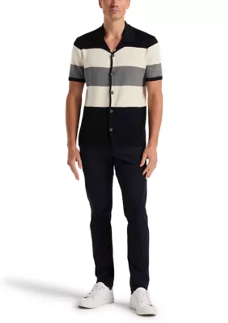 Men's Striped Knit Short Sleeve T-Shirt