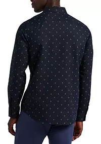 Men's Long Sleeve Polka Dot Linen T-Shirt