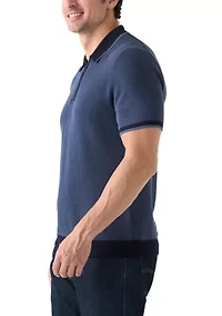 Men's Bi-Color Stitch Zip Polo Shirt