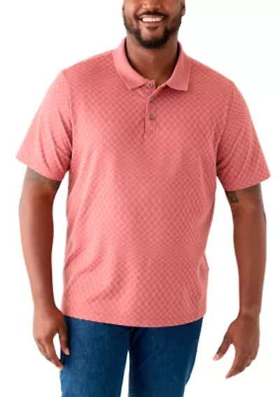 Big & Tall Short Sleeve Texture Ombré Polo Shirt