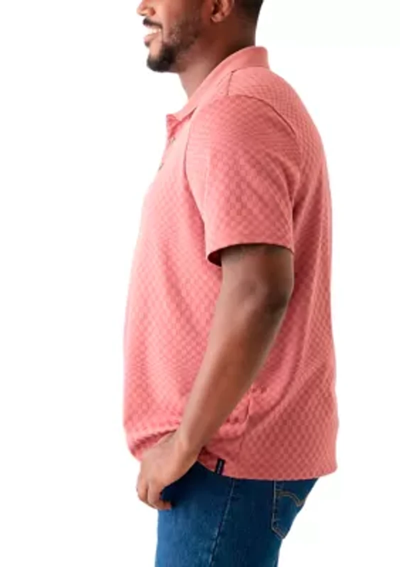 Big & Tall Short Sleeve Texture Ombré Polo Shirt