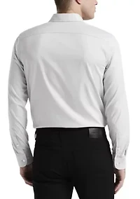 Big & Tall Long Sleeve Slim Dobby Cotton Blend Button Up Shirt