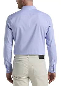 Big & Tall Long Sleeve Slim Dobby Cotton Blend Button Up Shirt