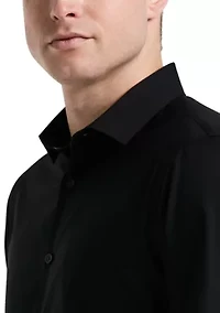 Big & Tall Long Sleeve Slim Dobby Cotton Blend Button Up Shirt