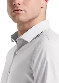 Big & Tall Long Sleeve Slim Dobby Cotton Blend Button Up Shirt