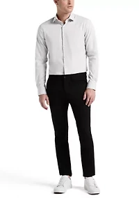 Big & Tall Long Sleeve Slim Dobby Cotton Blend Button Up Shirt