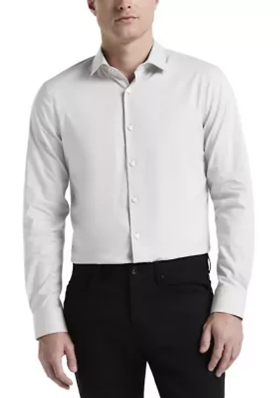 Big & Tall Long Sleeve Slim Dobby Cotton Blend Button Up Shirt