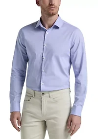 Big & Tall Long Sleeve Slim Dobby Cotton Blend Button Up Shirt