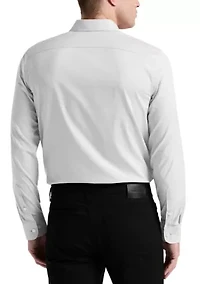 Big & Tall Long Sleeve Slim Dobby Cotton Blend Button Up Shirt