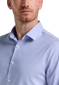 Big & Tall Long Sleeve Slim Dobby Cotton Blend Button Up Shirt