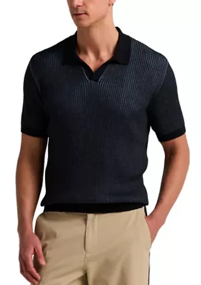Men's Short Sleeve Johnny Collar Rib Sweater Polo