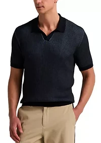 Men's Short Sleeve Johnny Collar Rib Sweater Polo