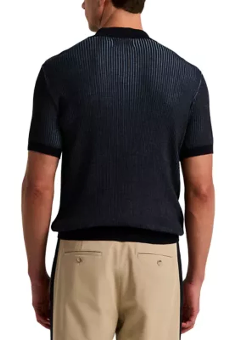 Men's Short Sleeve Johnny Collar Rib Sweater Polo