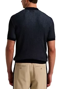 Men's Short Sleeve Johnny Collar Rib Sweater Polo