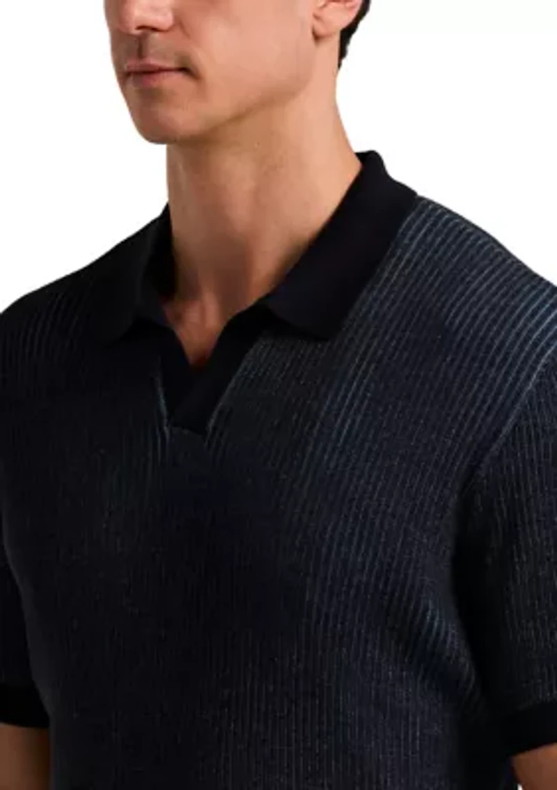 Men's Short Sleeve Johnny Collar Rib Sweater Polo