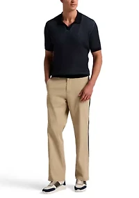 Men's Short Sleeve Johnny Collar Rib Sweater Polo