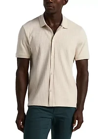Men's Short Sleeve Vertical Ribbed Polo Shirt