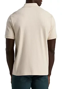 Men's Short Sleeve Vertical Ribbed Polo Shirt