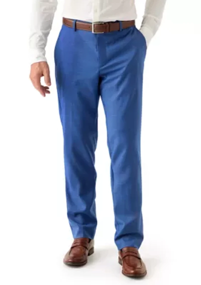 Men's Modern Fit Plainweave Plaid Windowpane Dress Pants
