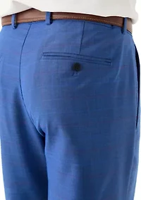 Men's Modern Fit Plainweave Plaid Windowpane Dress Pants