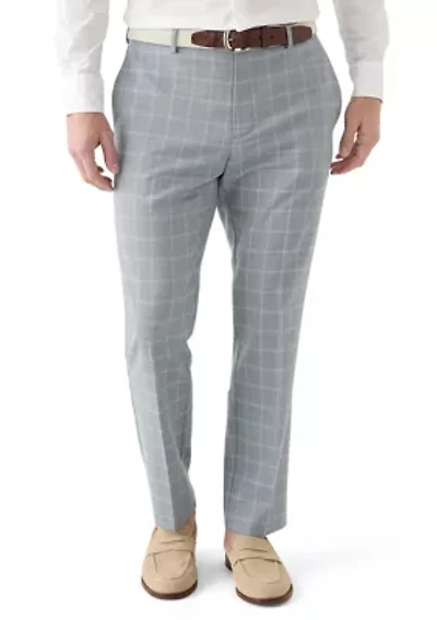 Men's Slim Double Bar Plaid Pants