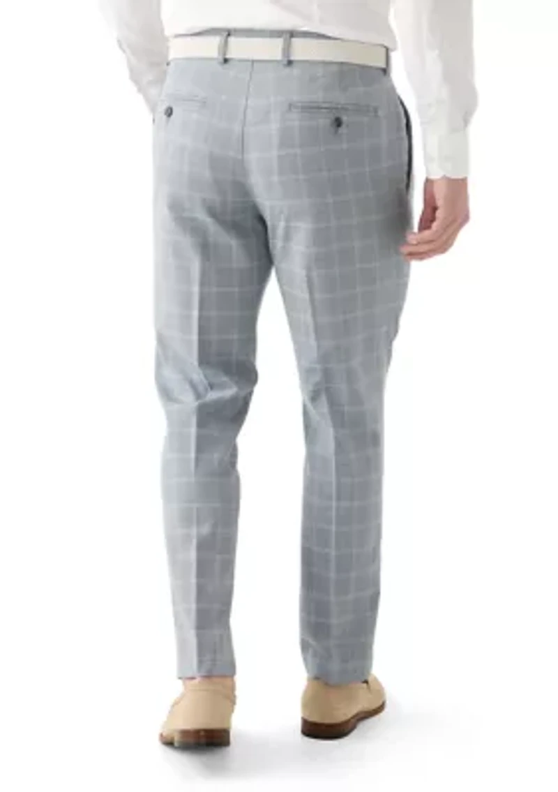 Men's Slim Double Bar Plaid Pants