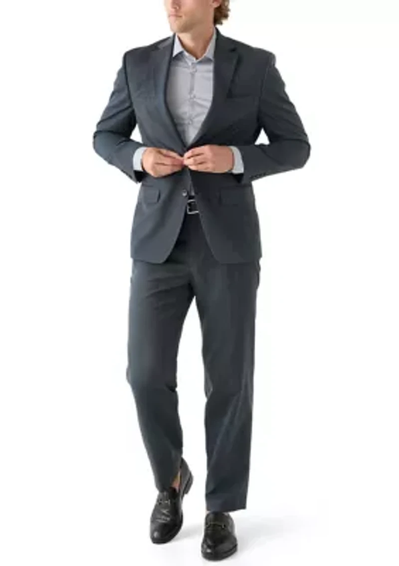 Blue Nailhead Solid Suit Pants