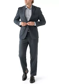 Blue Nailhead Solid Suit Pants