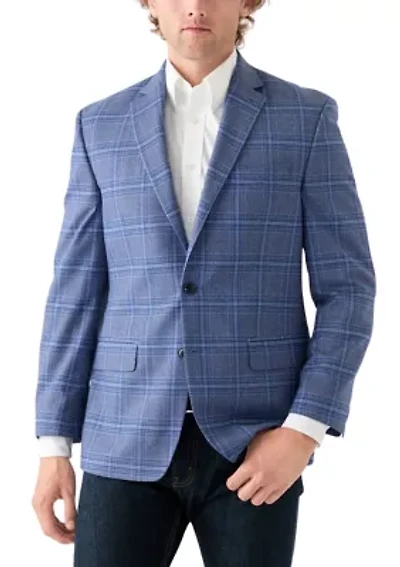 Blue Plaid Printed Sportcoat