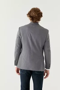Tan Blue Check Printed Sportcoat