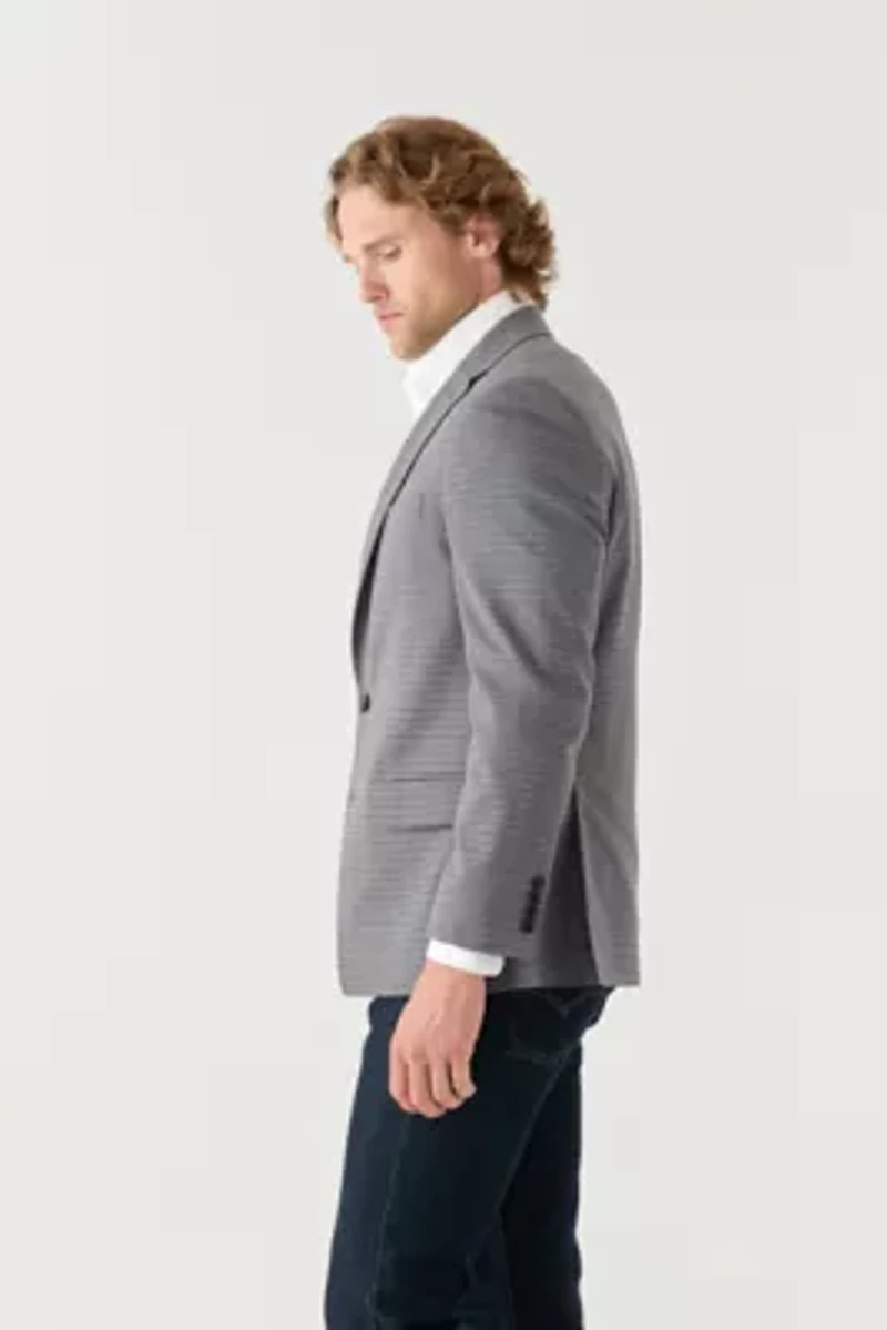 Tan Blue Check Printed Sportcoat