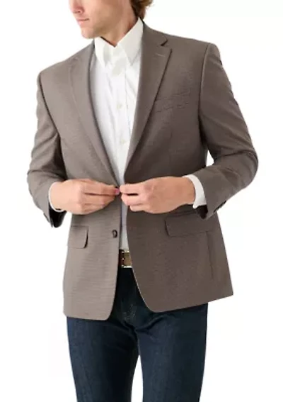 Tan Navy Check Printed Sportcoat