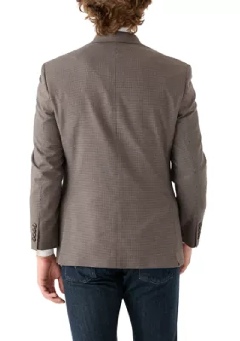 Tan Navy Check Printed Sportcoat