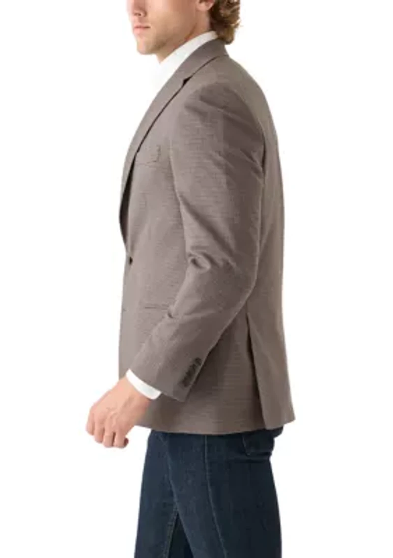 Tan Navy Check Printed Sportcoat