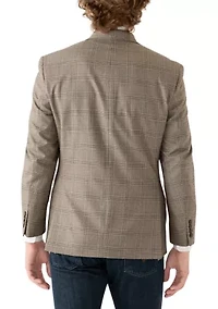 Tan Plaid Printed Sportcoat