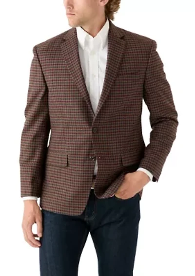 Burgundy Navy Brown Check Printed Sportcoat