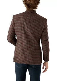 Burgundy Navy Brown Check Printed Sportcoat