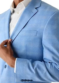 Men's Blue Plaid Blazer