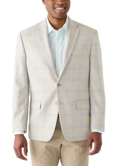 Men's Single Breasted Two Button Plaid Blazer