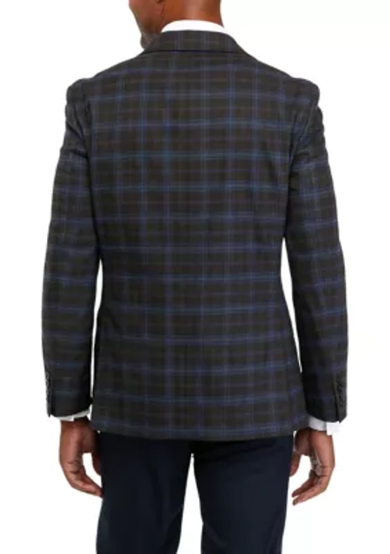 Single Breasted 2 Button Front Plaid Sport Coat