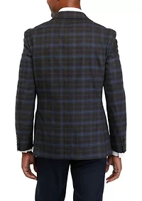 Single Breasted 2 Button Front Plaid Sport Coat