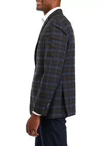 Single Breasted 2 Button Front Plaid Sport Coat