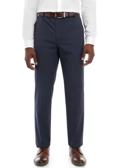 Small Check Flat Front Pants
