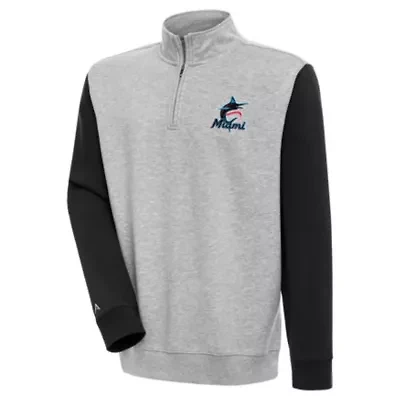 MLB Miami Marlins Victory Colorblock Quarter-Zip Pullover Top